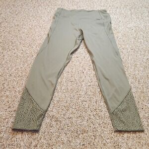 PINK Sport Olive Green Lace Hem Capri Leggings Athletic‎ Yoga Pants Size M